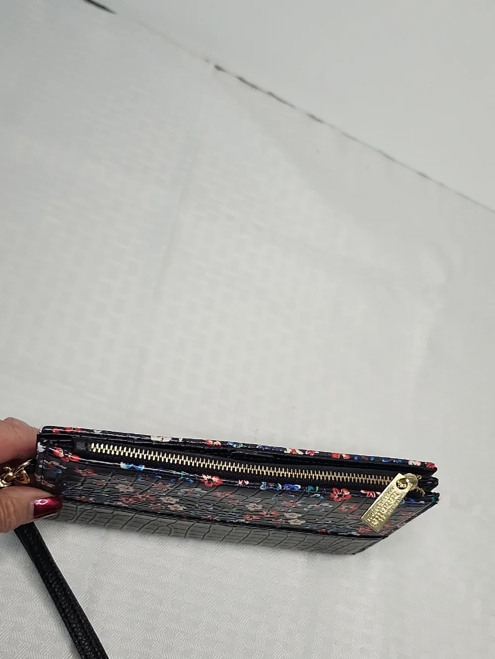 Nanette Lepore Black Floral Wristlet Clutch NEW